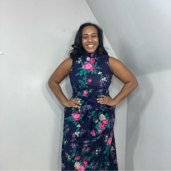 Vintage Floral Co-ord Jos A Bank Romantic Maxi Skirt Set Renaissance Cottagecore - Picture 3 of 16